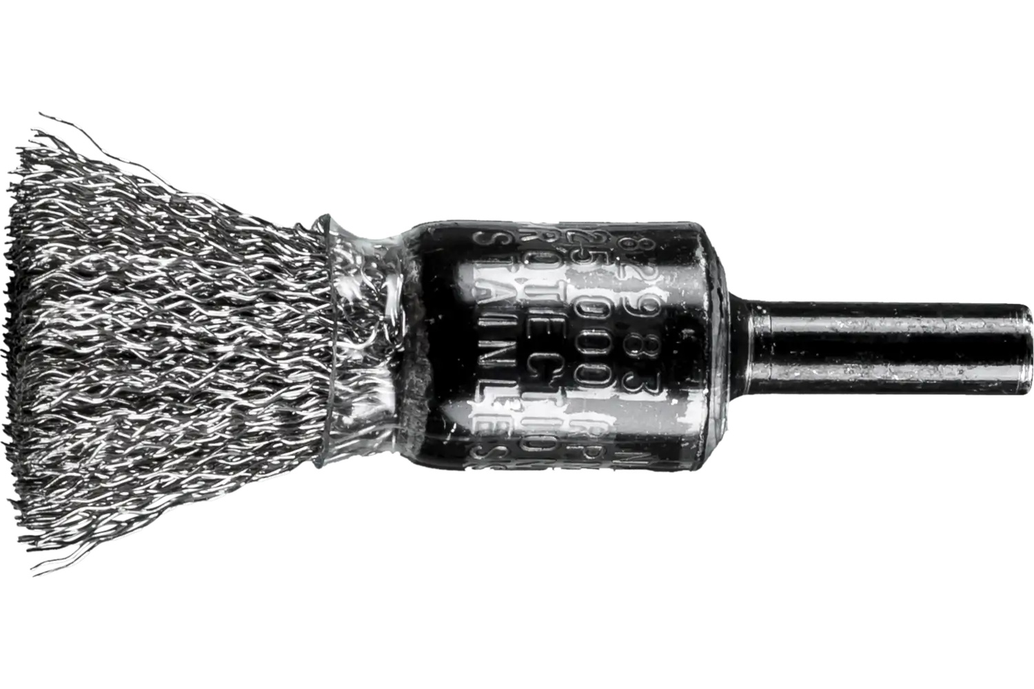 Picture of Pferd Crimped Wire Coated Cup End Brush 1/2" Dia. .010 Stainless Steel 1/4" Shank